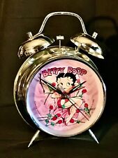 Vintage 1998 Betty Boop Wind Up PINK ROSES Alarm Clock Works picture