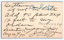 1890 Lumber Order Scranton City Iowa IA WJ Young and CO Clinton IA Postcard picture
