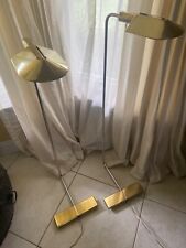 Pair of Cedric Hartman Adjustable Brass, Chrome with Lucite knob Floor Lamps picture