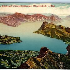 c1910s Mount Pilatus Birds Eye of Lake Lucerne Postcard Burgenstock Mt Rigi A76 picture