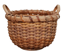 Vintage NANTUCKET Miniature WOOD BASE Basket LOOP HANDLES 2.5