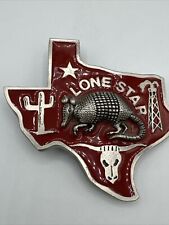 Vintage LONE STAR State TEXAS Shaped Armadillo Rare Red Enamel Belt Buckle J picture