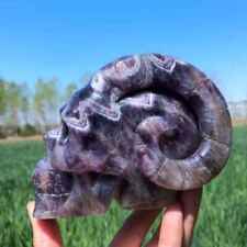 2.71lb Natural Dreamy Amethyst Quartz Carved Goat Skull Crystal Reiki Healing picture