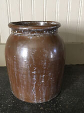 Antique 19th C 1830s STONEWARE POTTERY GLAZED Ovoid STORAGE Canning CROCK JAR  picture