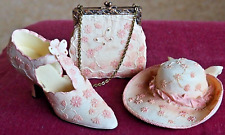 Vintage Victorian Collection by Avon Miniature Set of Hat Shoe & Bag.  picture