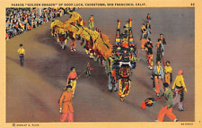 D2272 Parade Golden Dragon of Good Luck, Chinatown, San Francisco 1938 Linen PC picture