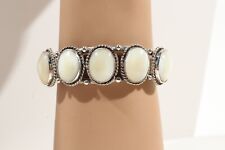 Vintage Native American Navajo Mother-of-Pearl Silver Cuff bracelet Free Gift picture
