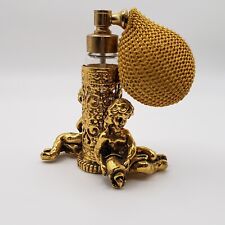 Vintage Perfume Atomizer Gold Tone Ornate Rococo Style Filigree With Two Ladies picture