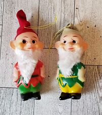 2 Vintage Christmas Elf Troll Doll Gnome Pixie Rubber Plastic  Made In Japan picture