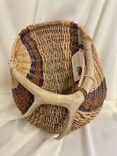 Large Hand Woven Antler Basket Storage Hanging Wall Pouch Great Condition picture