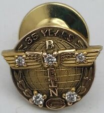 Boeing 35 Years Service Totem Poll Lapel Pin Award 5 Diamonds 1/10 10k Airplane  picture