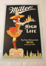 Miller High Life woman Best Milwaukee Beer`Since 1855 Metal Sign 10.5