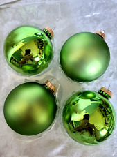 Holiday Time Glass Christmas Ornaments Green 3.5
