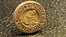 Vintage 10K Yellow Gold County Of Nevada Pendant / Pin Emblem Gold Miner Placer picture