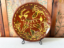 Vintage Turtle Creek Pottery Folk Art Stag Charger - Signed, 1988 picture