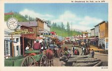 Deadwood, South Dakota Postcard Scene from 1876 Wagons About 1948  S4 picture