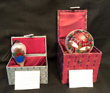 Chase International Ornaments, (2) Hand Painted in Original Boxes picture