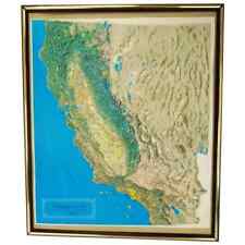 Vintage Framed 3-D California Topographical Relief Map 1976 Kistler Graphics picture