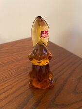 Vintage Viking Hand Made Amber Molded Glass Rabbit 6.5
