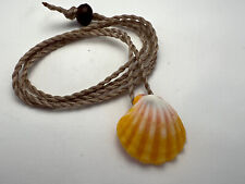 Sunrise Shell (Pecten Langford) Necklace on adj hand braided cord Hawaiian #3 picture