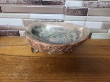 Polished Abalone Shell Real Genuine Soap Dish Coin Candy Tray Bowl Decor Footed picture