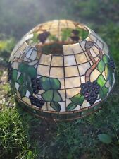RARE ANTIQUE LEADED STAINED GLASS GRAPE PATTERN 7X6 TIFFANY STYLE LAMP SHADE picture