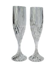 Gorgeous Mikasa Lead Crystal Park Ridge Champagne Flutes Glasses Pair Set Of 2 picture