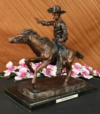 WESTERN COWBOY ON HORSE Handcrafted Decor Art Bronze Sculpture Statue Figurine picture