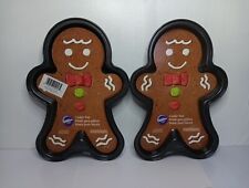 2 Wilton Gingerbread Man Shaped Cookie Pans 2105-0056 picture
