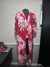 VINTAGE JUGUEMM MADE IN JAPAN RED FLORAL OPEN FRONT KIMONO 45” picture