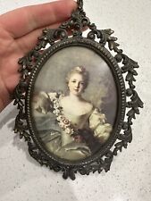 Vintage Italy Italian Brass ? Frame Ornate Oval Lady Bridgerton Print French picture