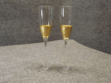 Vitorrio Flutes Blown Champagne Glasses Gold Leaf Toasting Set Of 2. 10.25 Tall picture