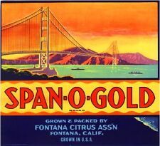 Fontana Span-O-Gold San Francisco Orange Citrus Fruit Crate Label Art Print picture