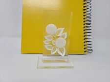 Beautiful 3d Laser Etched Glass Crystal Clear Flowers W /Leaves Floral Design#76 picture