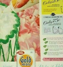 Vintage Color Print Ad 1959 Gold Medal Cake Decorating Tubes Look Magazine Ad picture