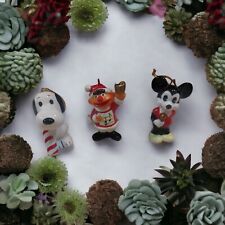 Vintage Christmas Ornaments Snoopy 1953 Mickey Mouse, & Ernie 1980 GUC RARE picture