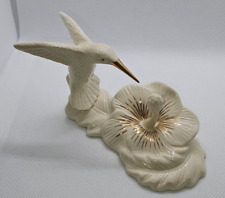 Lenox Hummingbird Hibiscus Flower Figurine 5.5” Ivory w Gold Accents Porcelain picture