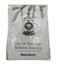 Plow & Hearth Solid Pewter Christmas Ornament Christmas Wreath New In Org Pkg picture