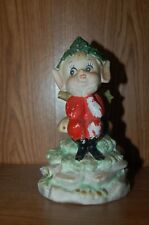 vintage Green Red pixie elf gnomes figurines ceramic Xmas Christmas gift 7 in picture