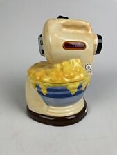 TREASURE CRAFT Vintage Ceramic Cookie Jar Kitchen Mixer Bowl Yellow Blue READ picture