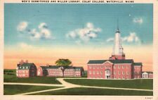 Postcard ME Waterville Colby College Men's Dorms & Library 1950 Vintage PC f1858 picture