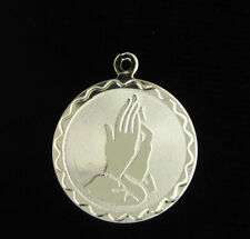 Vintage Sterling Praying Hands Medal Religous Holy Catholic picture
