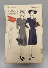 1940s Vogue Pattern 9148 36 Bust 39 Hip Original Unprinted One-Piece Dress picture