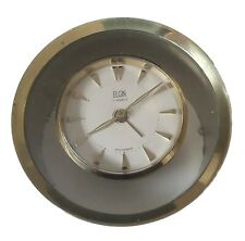 Works-Vintage Elgin 7 Jewels Brass Alarm Clock France Windup Antique 3.4