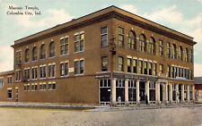 Postcard Masonic Temple in Columbia City, Indiana~129110 picture