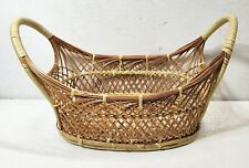 Large French Country Boho Wicker Basket with Decorative Round Handles picture