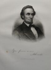 c1890 Abraham Lincoln Engraving Portrait & Signature H.B. Hall & Sons picture