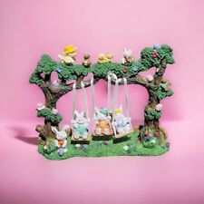 Easter Bunnies Swinging Tree Birds Squirrels Mouse Flowers Rabbits Spring Swing picture