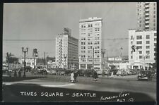WA Seattle RPPC 40's TIMES SQUARE STREET SCENE Mobilgas Sign VANCE HOTEL PV B67 picture