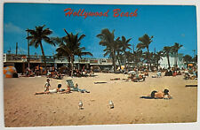 Hollywood Beach Florida People Sunbathing Boardwalk Vintage Postcard  c1970 picture